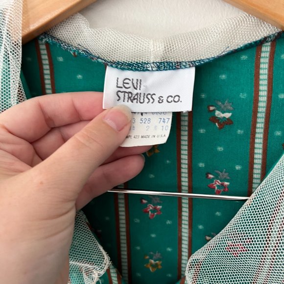 Rare Levi's Levi Strauss & Co Western Button Down Top Lace Size 10 Vintage - Picture 2 of 13